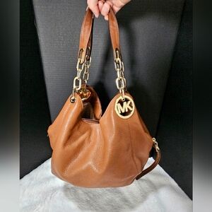 Michael Kors Fulton Brown Leather Link Bag